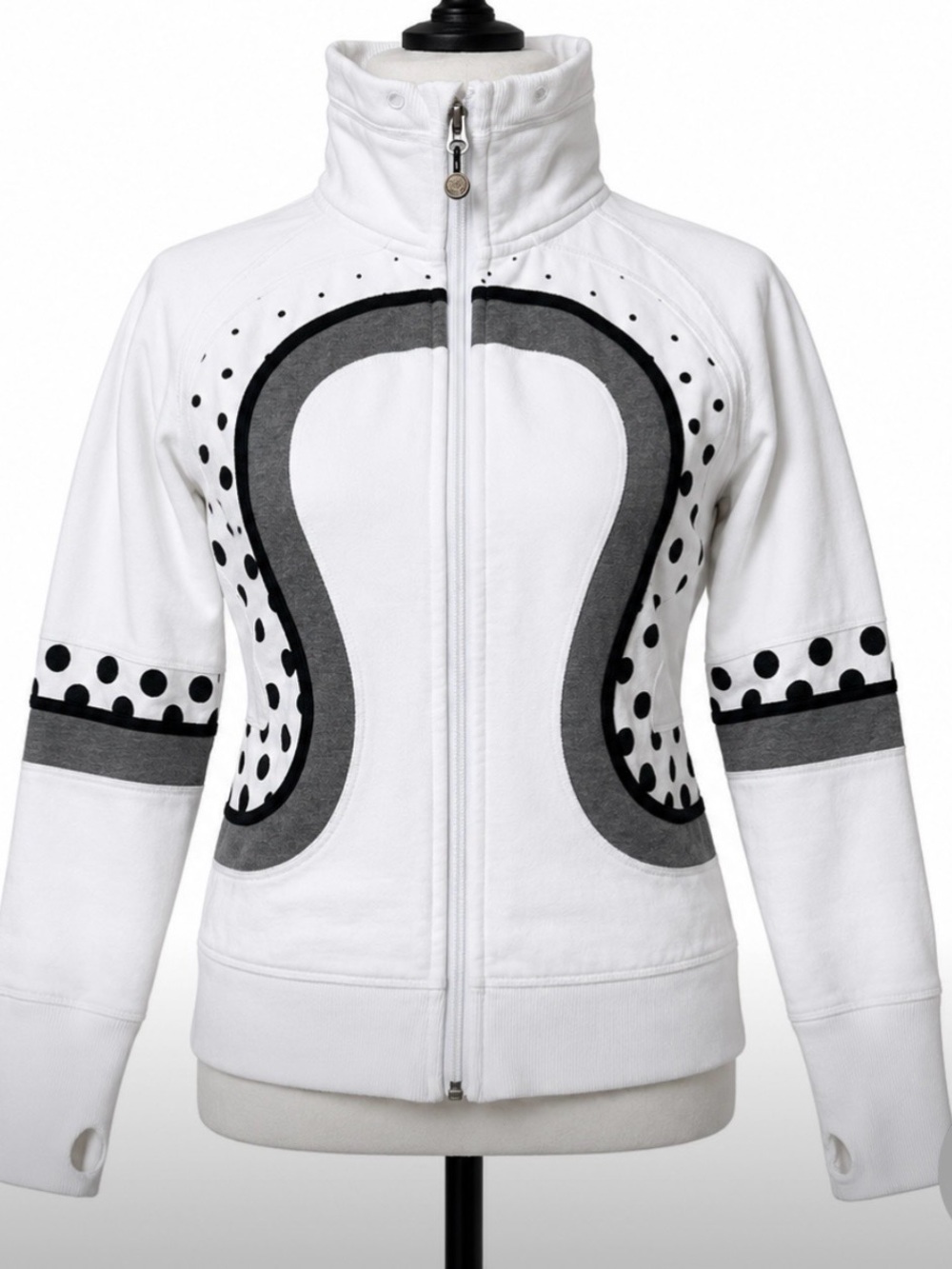 Rare Lululemon Funnel Neck Polka Dot Scuba Full Zip Hoodie Yoga Jacket Size 6